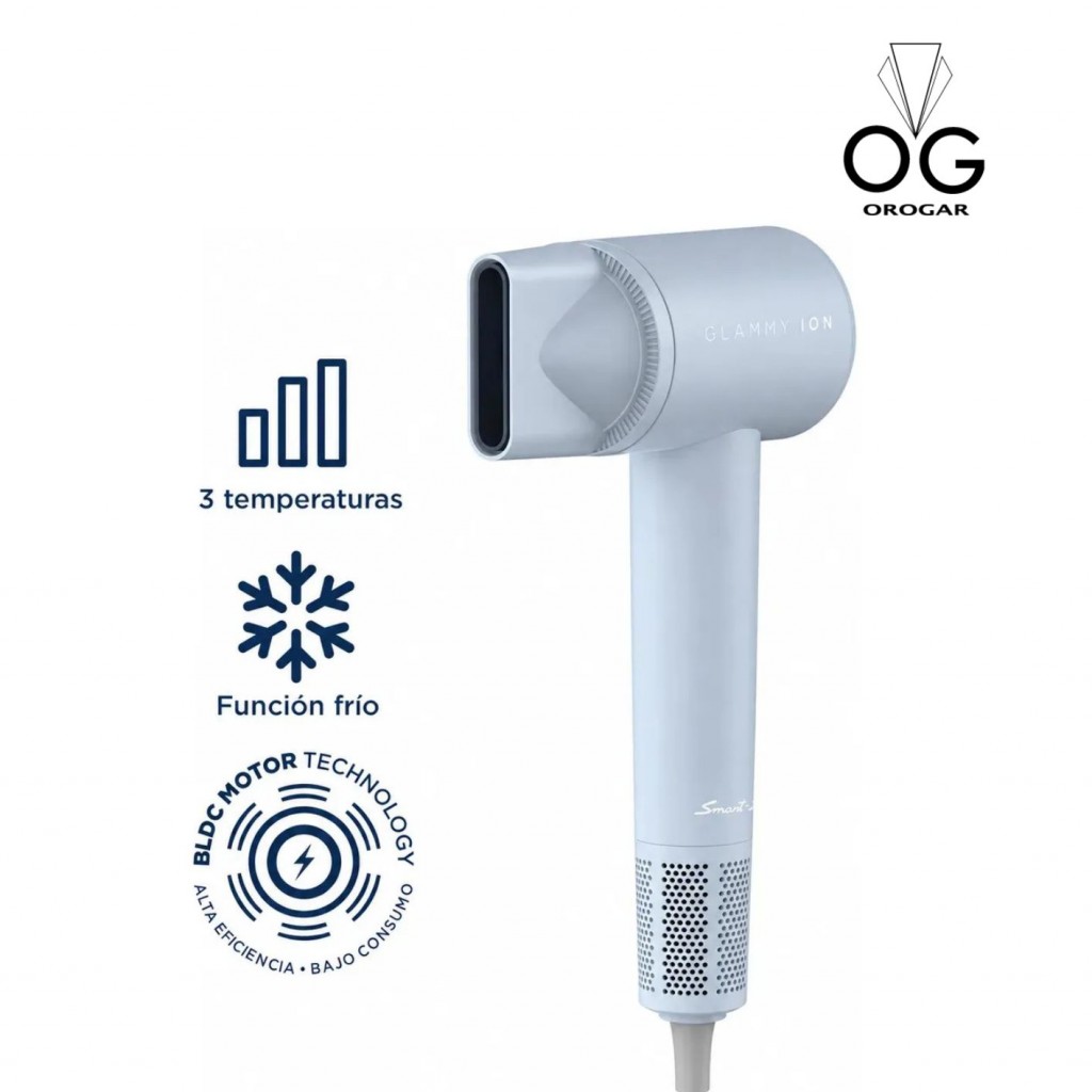 SECADOR DE CABELLO SMART-TEK GLAMMY ION AZUL 1600W